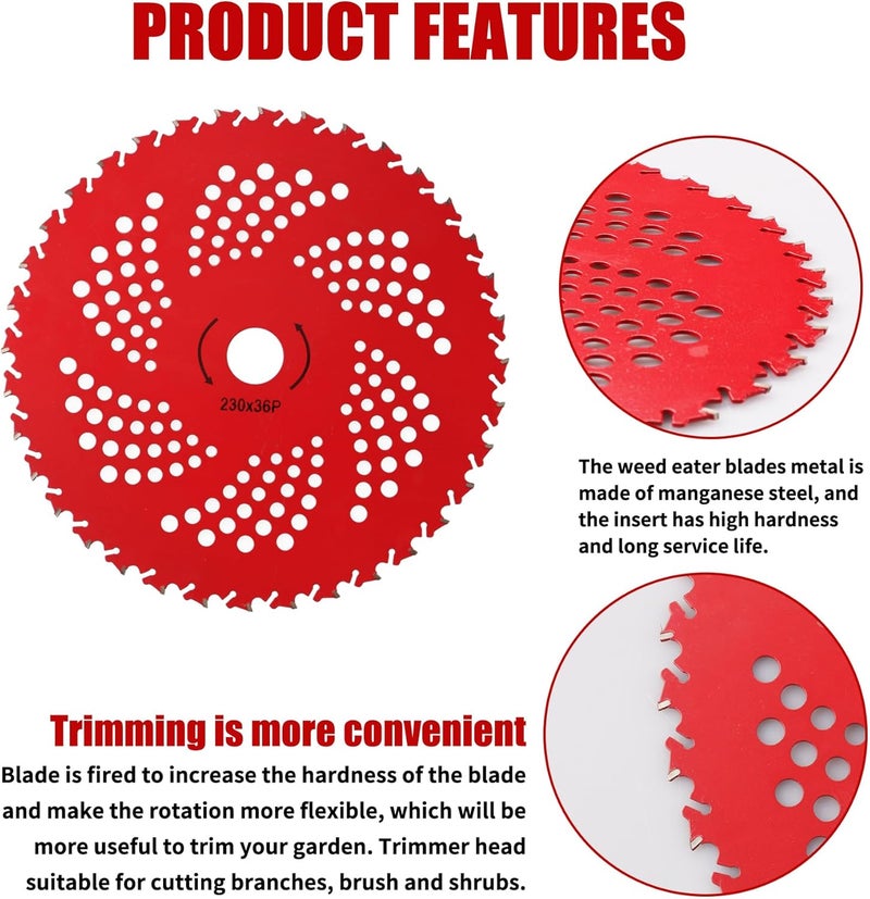 Azushwer 10" x 80T Carbide Tip Brush Cutter Trimmer Blades & 9" x 36 Teeth Carbide Tipped Blades with Universal Adapter Kit Compatible with Brush Cutter, Trimmer, Weed Eater, Husqvarna, Stihl, Ego - Image 5